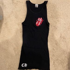 Limited chrome heart & rolling stone tank top